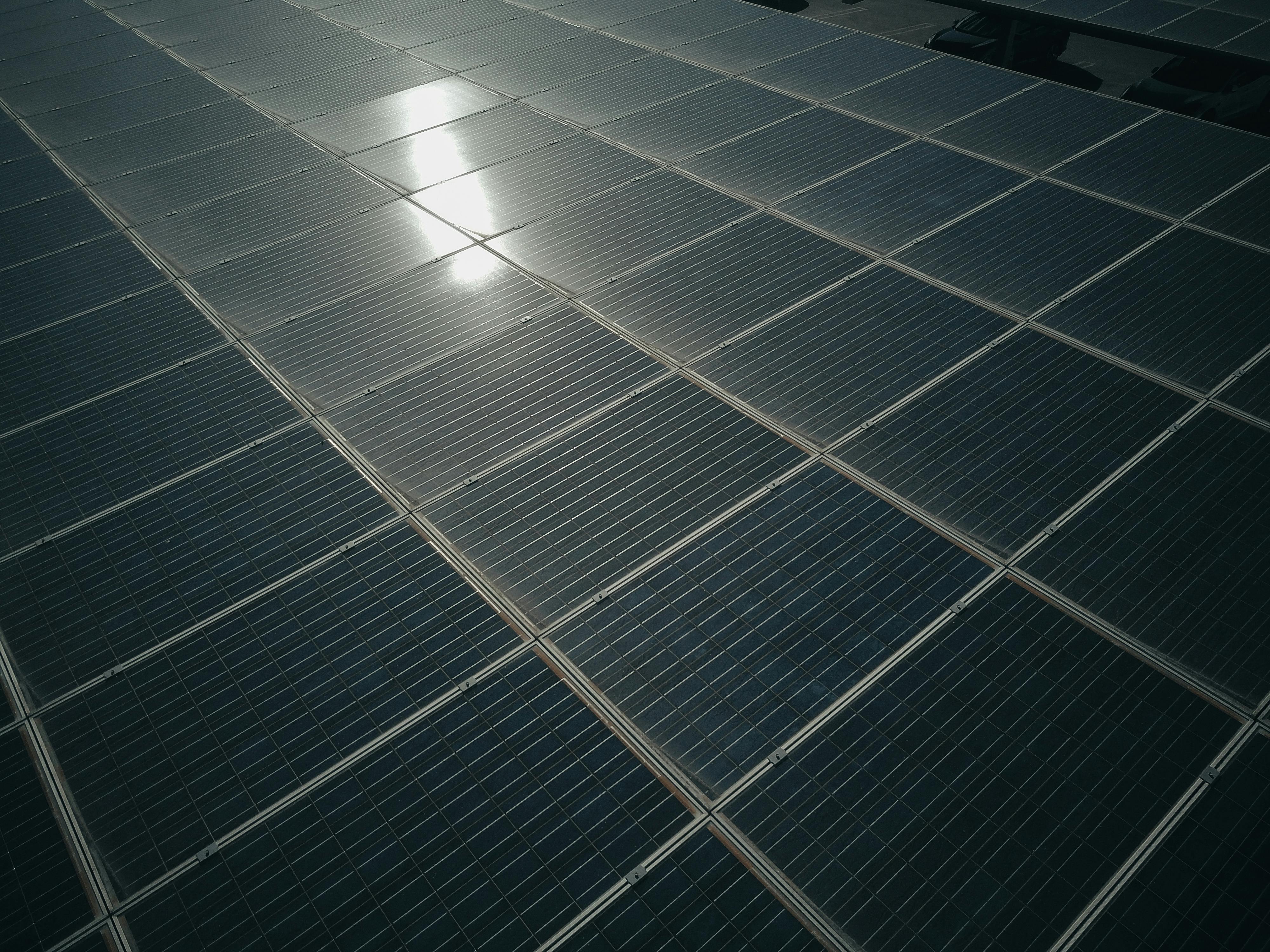 Solar panel installation on residential roof